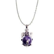 Collier ajustement avec pendentif éléphant reiki guérison améthyste